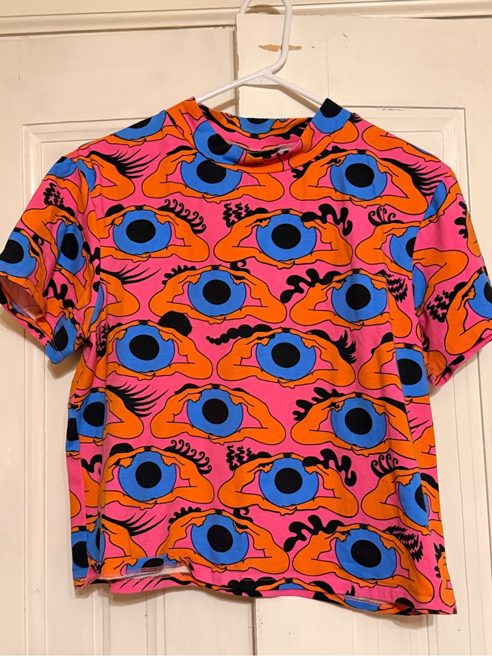 Nooworks Mock Neck Psychedelic Eyes Graphic Tee